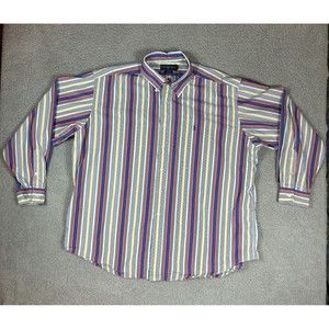 Vintage Ralph Lauren Blake Long Sleeve Button Shirt Stripes Colorful 2XL